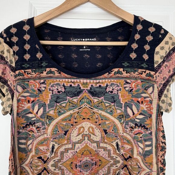 Lucky Brand Tops - Lucky Brand Women's Small Multicolor Boho Paisley Lightweight‎ Round-Neck Blouse